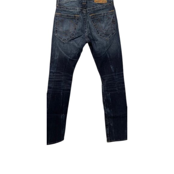 True Religion Ricky Relaxed Straight Jeans Mens Blue Denim Distressed Size 28 - Picture 2 of 4